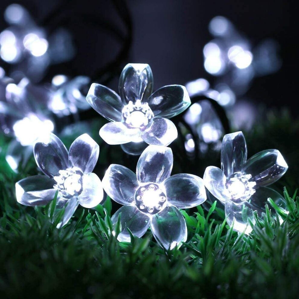 Solar Flower Garlands Outdoor,Waterproof 7M 50LED Lights- Cool White