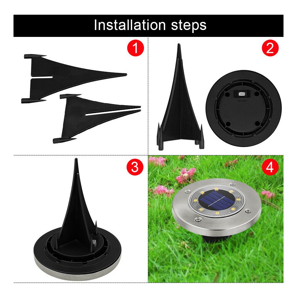 (Multicolor) 8 LED RGB Solar Lawn Yard Led Night Light Buried Solar Garden Light IP65 Wa