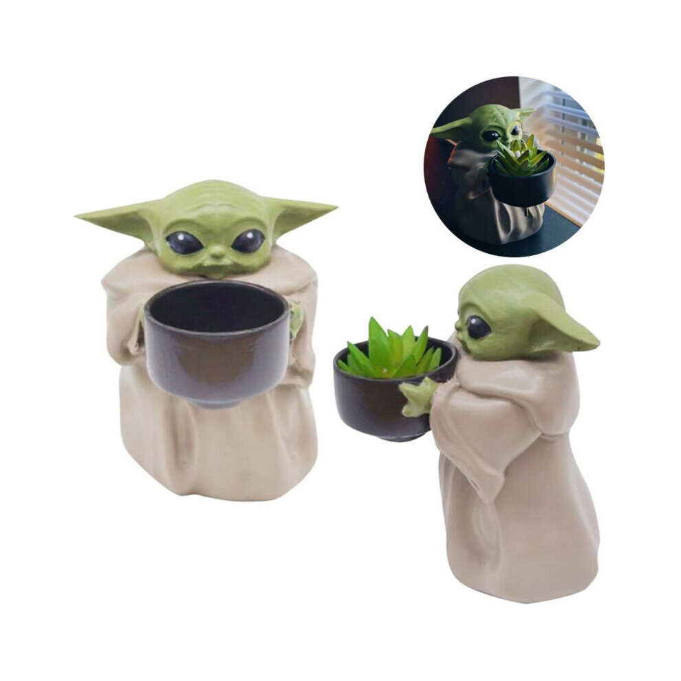 Star Wars Mandalorian Baby Yoda Planter Pot ''The Child Holding Cup'' Model Toys
