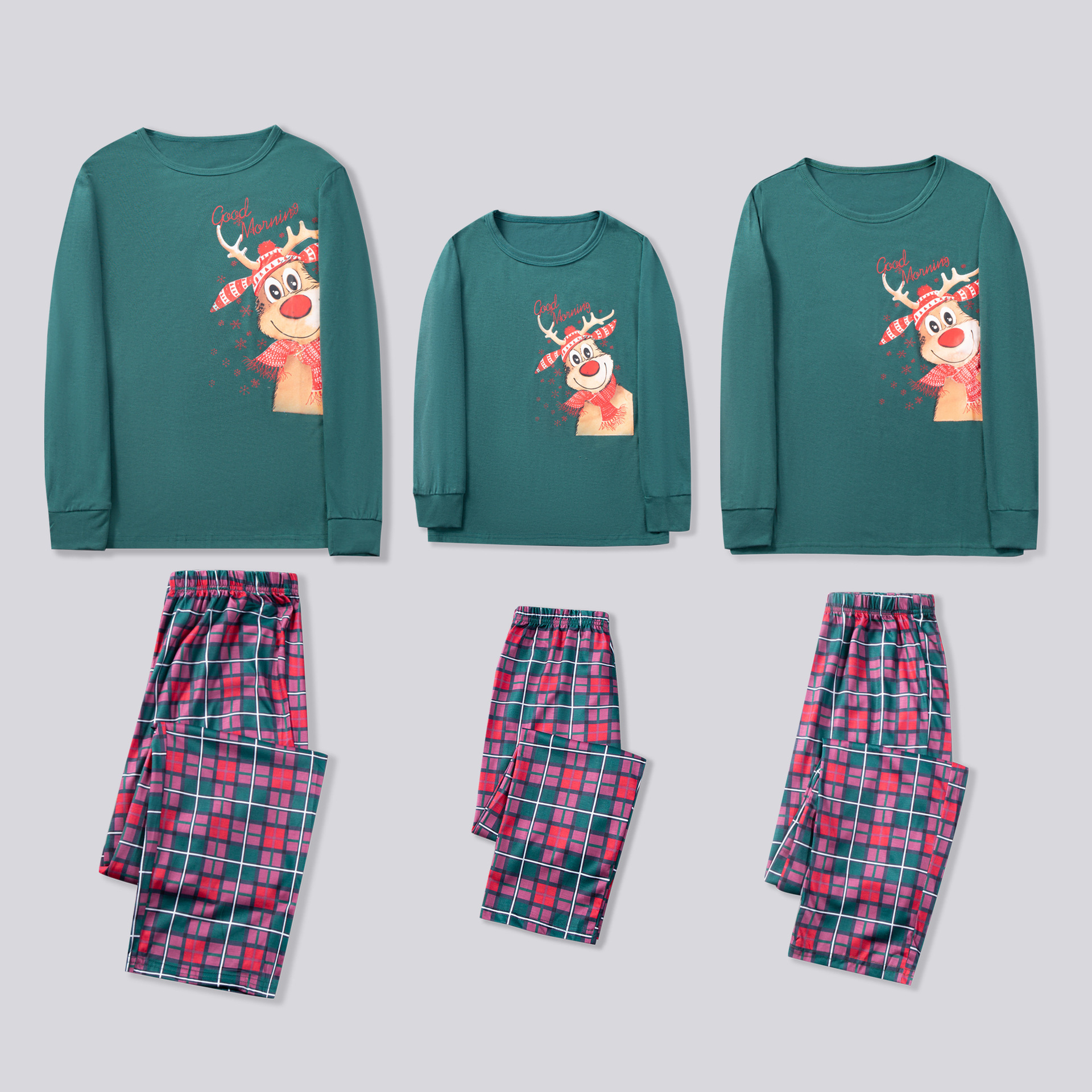(9M Baby) Christmas Pyjamas Family Matching Kids Xmas Party Pjs Set Nightwear Gifts Suit Green