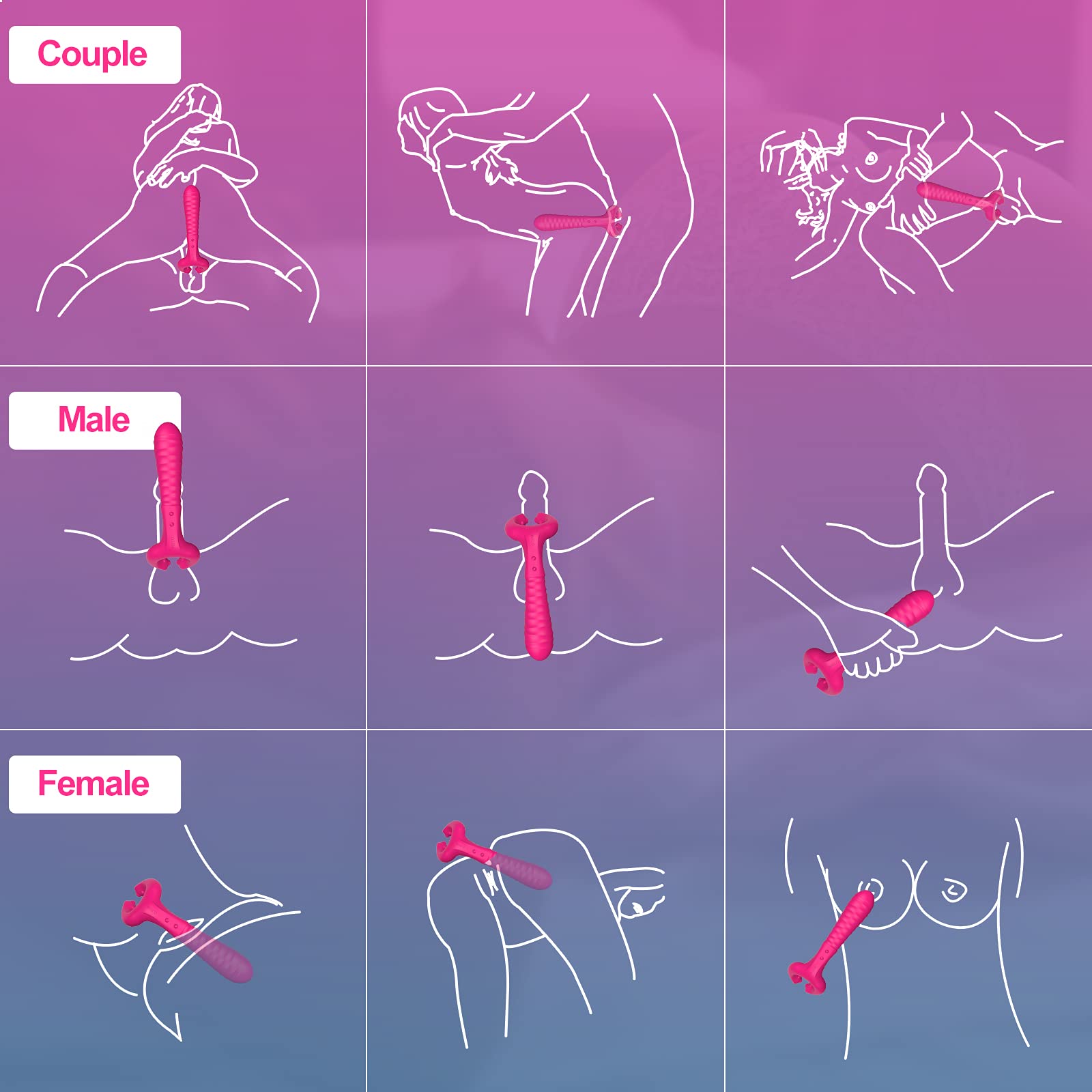 G-Spot Vibrator for Couple Clitoral Vagina Massaging Dildo G Spot Bullet Adult Sex Toys Rechargeable Waterproof Anal Stimulator with 12 Vibration Modes 3 Motors for Female Male Penis Clitoris Stimulation