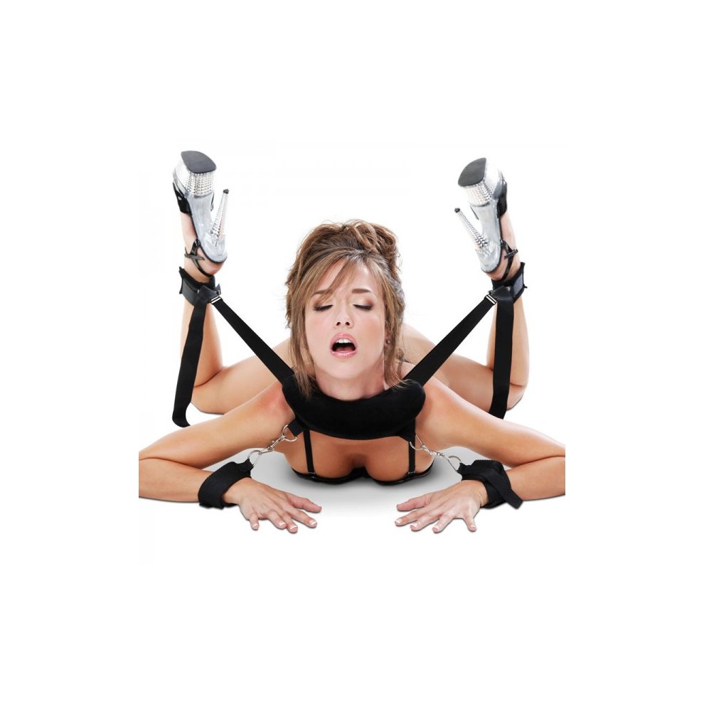 SM Bondage BDSM Restraints Kit Fetish Fantasy Series Wrist Leg Restraint System Position Master With Cuffs Support Sling Sex Play Black
