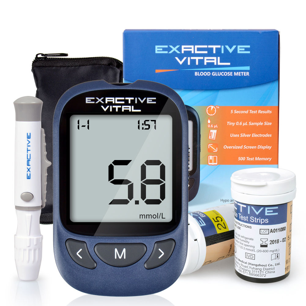 EXACTIVE VITAL Blood Glucose Set Test Meter With Diabetes Test Strip mg/DL