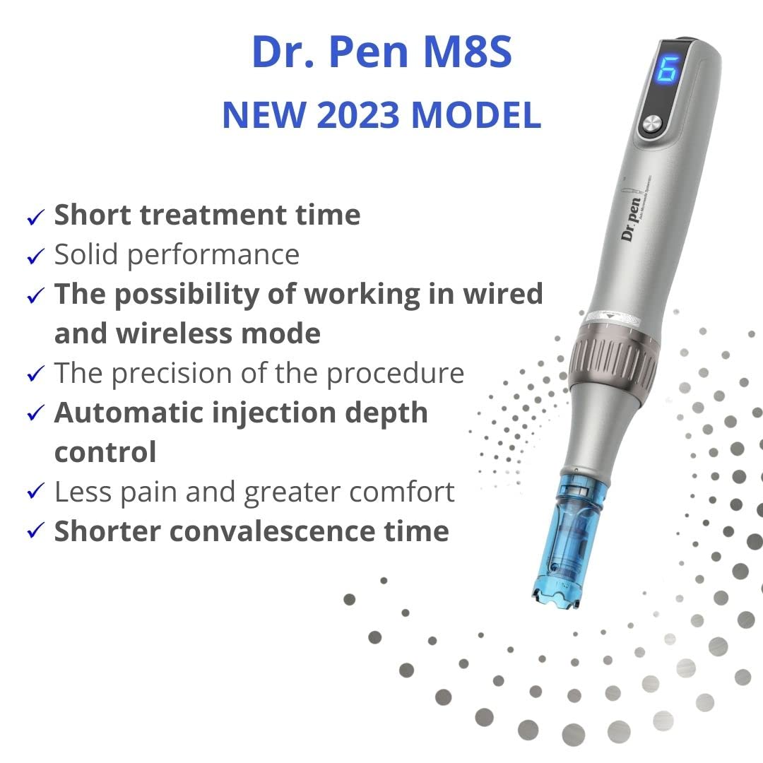 Dr. Pen Ultima M8S Professional Microneedling Pen Wireless Derma Pen Microneedle Dermapen for Hair Beard Growth Amazing Skin Pen for Face Body 2pcs 12pin 3pcs 18pin 3pcs 36pin Replacement Cartridges
