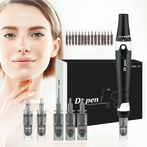 Dr. Pen Ultima A7 Microneedling Pen Professional Derma Pen Electric Automatic Beauty Pen Skin Care Tool Kit for Face and Body Home Personal Use with 5pcs 12pins 5pcs 42pin 5pcs 36pin 5pcs Nano Round Pin Cartridges