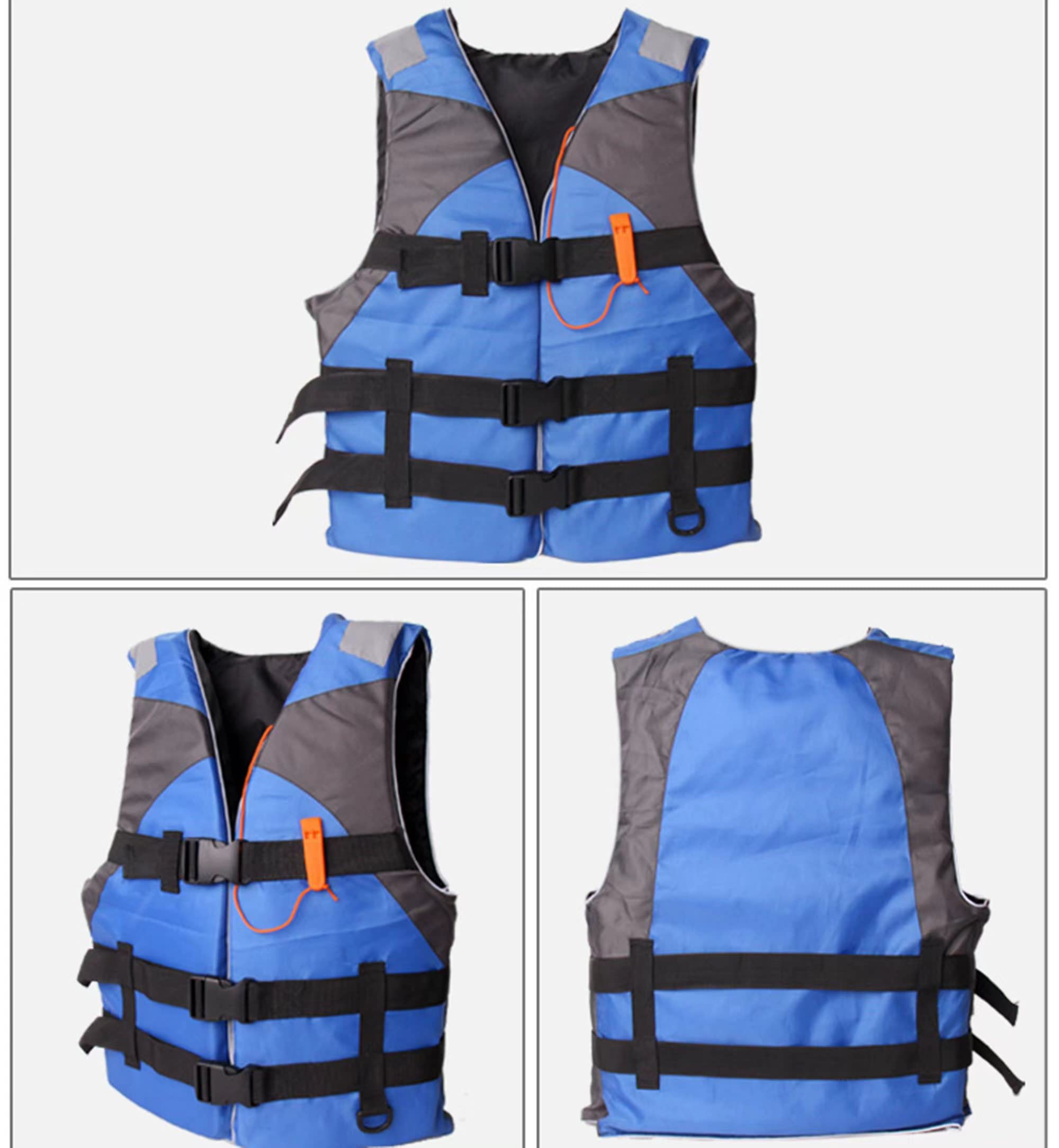 (Blue) Adult Life Jacket Vest Buoyancy Aid Unisex Adjustable Life Jacket Safety Swim Vest for Kayaking Paddle Boarding Fishing Surfing Snorkel Watersports Rafting Water Sport