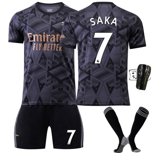 2223 Arsenal Away Back No. 7 Saka Childrens Soccer Uniform Set