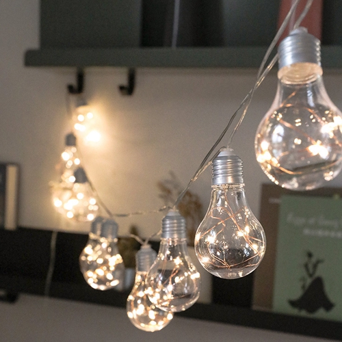 10 Battery Powered Warm White Led Light Bulb String Christmas Decor Outdoor Indoor