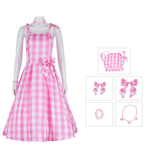 2023 Girls Barbie Costume Pink Dress Cosplay Dresses for Kids Halloween Carnival Dress Up