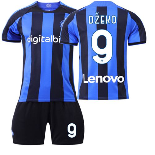 22-23 Inter Football Jersey No.9 Dzeko Football Shirt Set for Kids Adults
