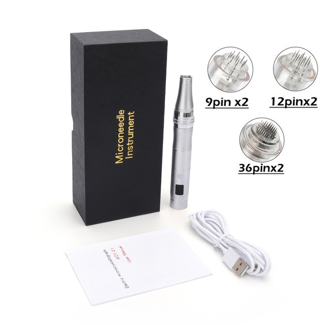 (Gold) Microneedling Pen Wireless Professional Electric Derma Pen Needles Auto Home Mts Tattoo Pen Skin Care Beauty Tool Kit Anti-Aging Mesotherapy Traetment.