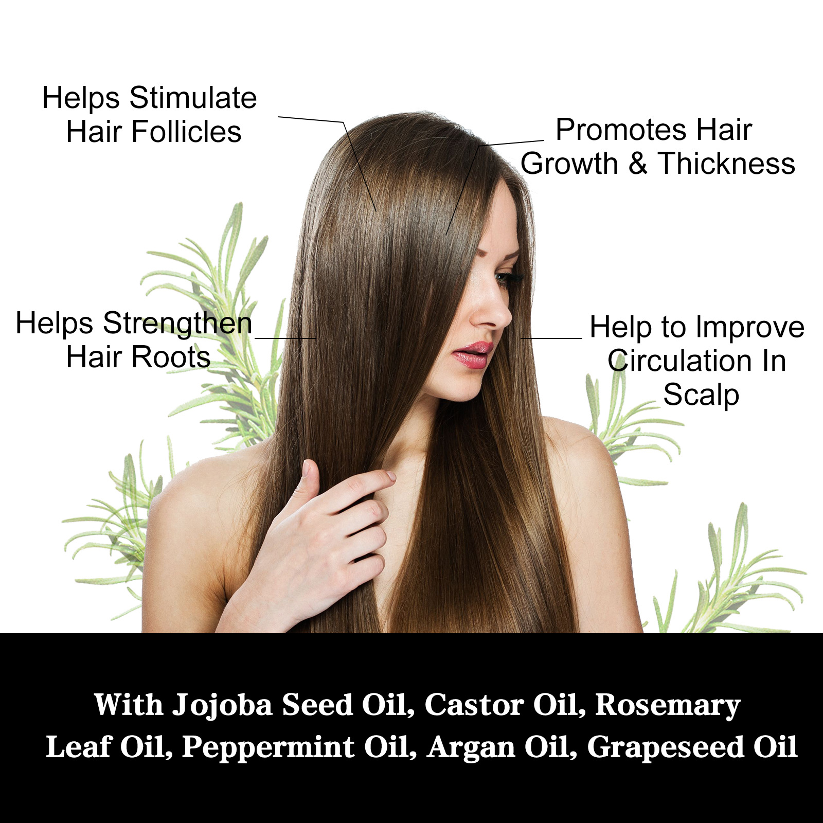 Rosemary Hair Essential Oil for Hair Growth Refresh Nourish Rosemary Oil for Hair Growth Reduce Hair Loss Prevent Split Ends 30ml