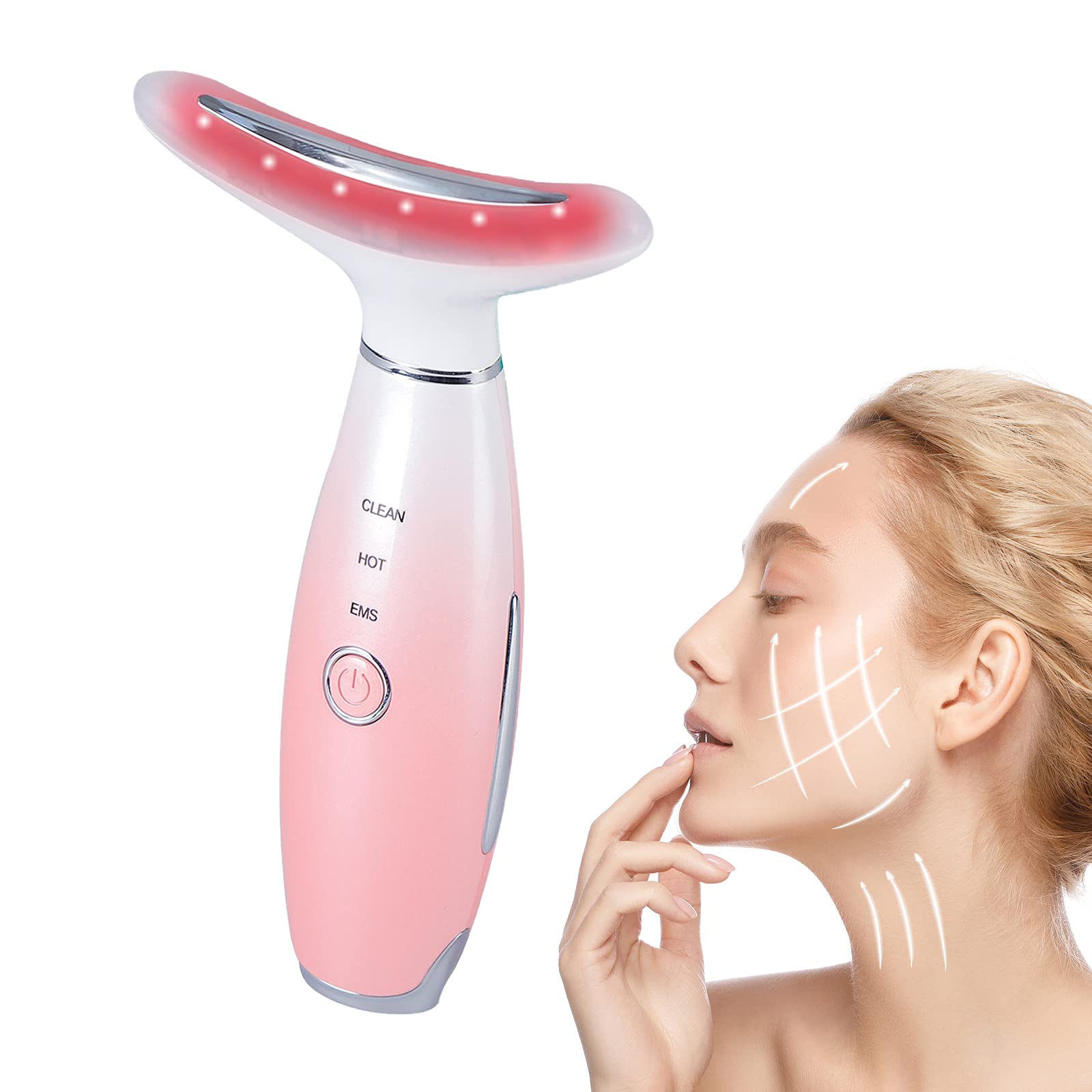 Face Neck Massager EMS Microcurrent Face Lift Device Skin Tightening Machine Neck Wrinkle Remove Anti-Aging Led Photon Therapy Red Light Therapy