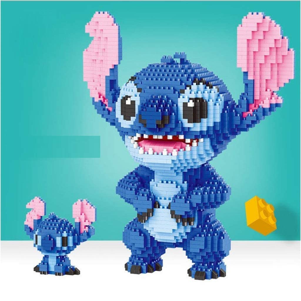 2Pcs Nano Building Blocks Blue Anime Model Micro Blocks 3D Puzzle Stitch Blocks Building Kit Parent-Child Interactiontoys Kids Christmas Birthday Gif