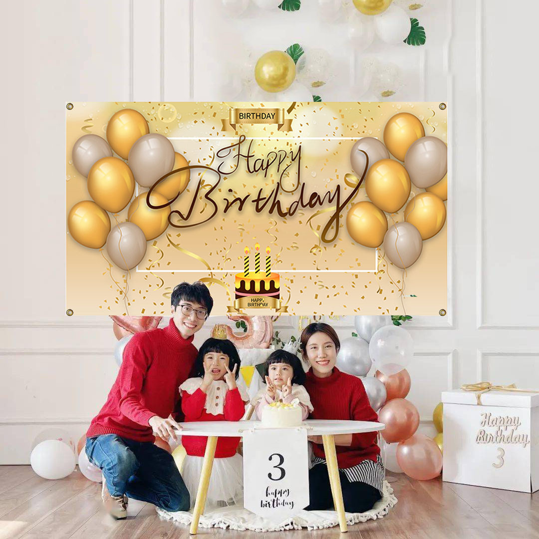 Birthday Backdrop Banner Sign Background Party Decoration Supplies Poster Large Fabric Glitter Balloon Sign Birthday Photo Backdrop