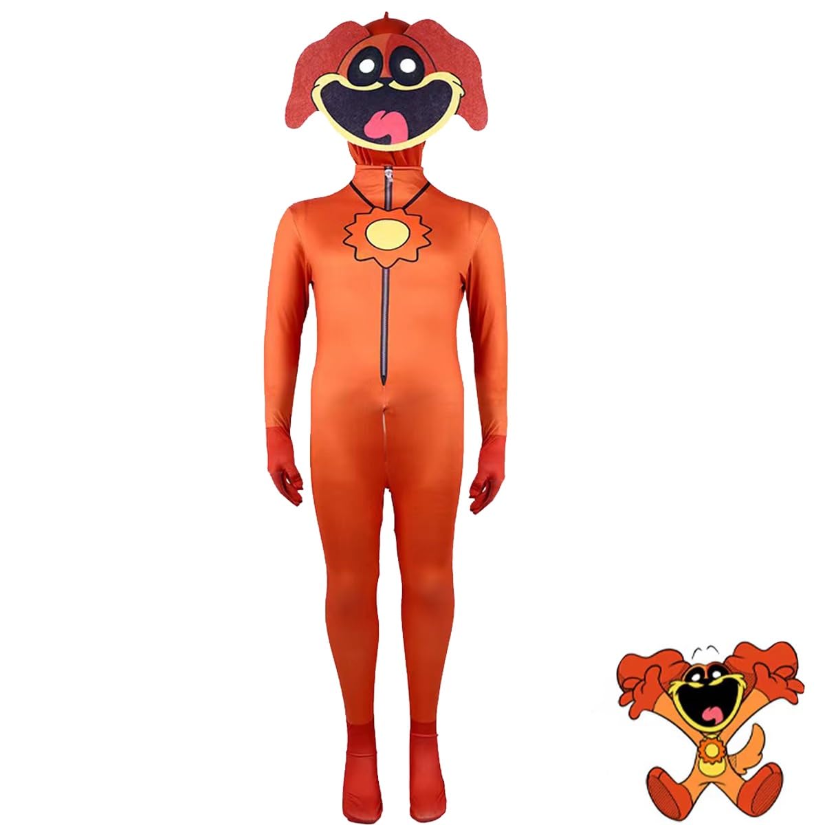 (110cm) Smiling Critters Costume Child Halloween Party Dress up With Head Cover Bodysuit Poppy Playtime DogDay