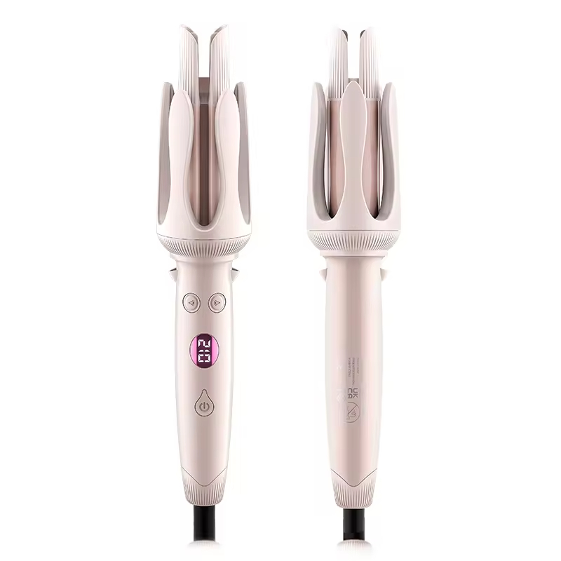 (Pink) Hair Curler Rotating Curling Tongs Curling Iron Auto Curler Ceramic Professional Hair Curler Electric Curling Iron 6 Levels of Temperature Adjustment