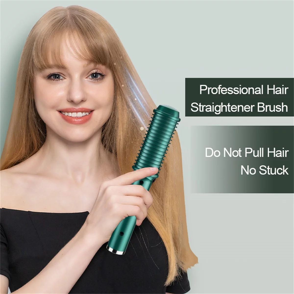 Hair Straightener Anti-scalding Ceramic Hair Curler 2 in 1 Electric Hair Comb Wireless Curling Iron Hair Brush Fast Heating USB Rechargeable