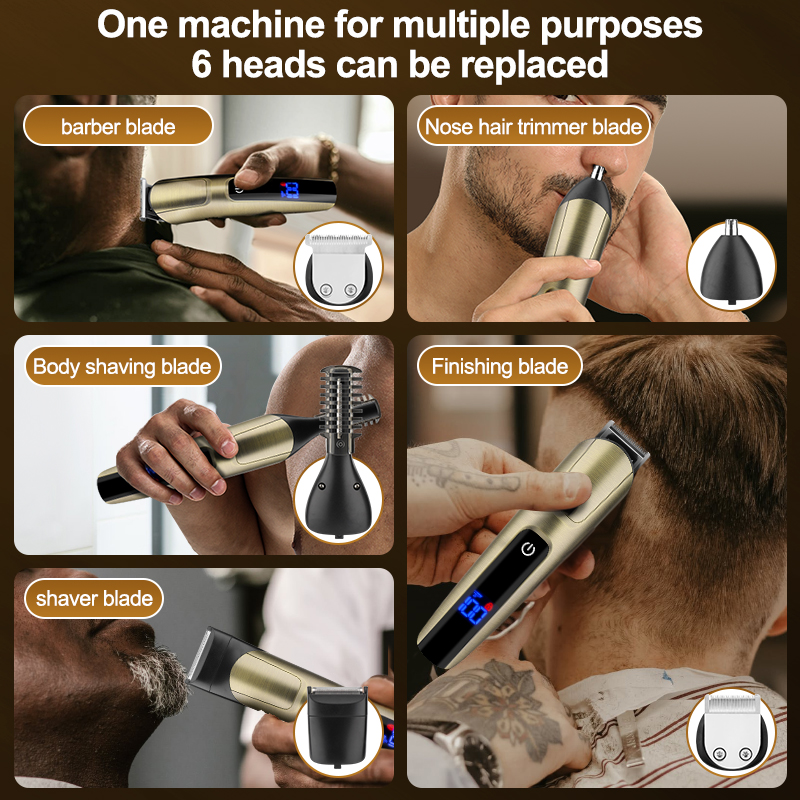 Hair Clippers Men Professional Electric Beard Trimmer Cordless Electric Self Hair Clippers with LCD Screen Razor Shavers Rechargeable  Gifts for Mens