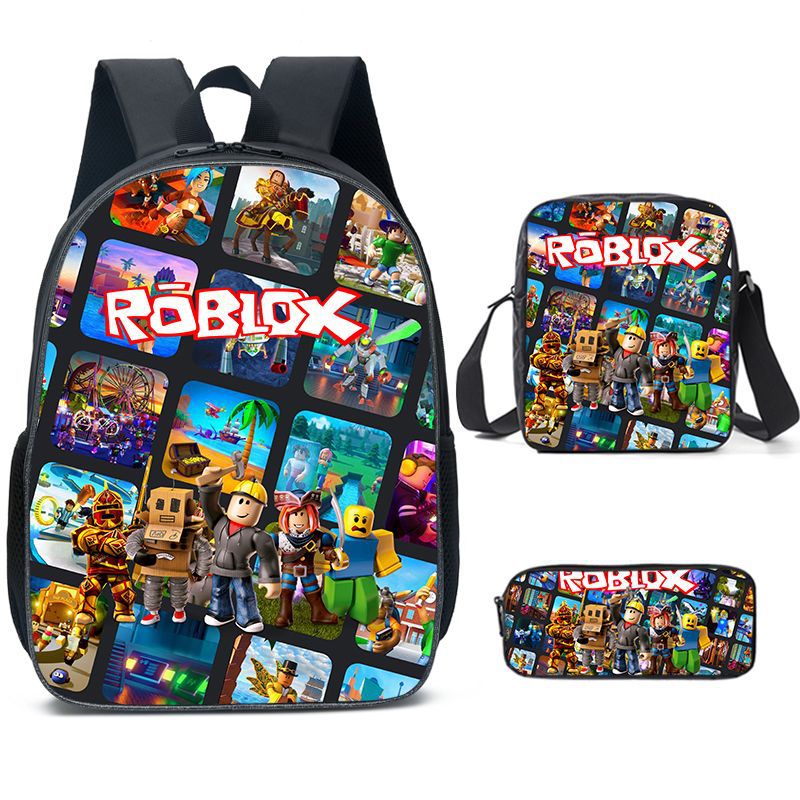 (A) Roblox Backpack Kids School Bag Bookbag Bag  Lunch Bag Pencil Case Gift for kids 3PCS