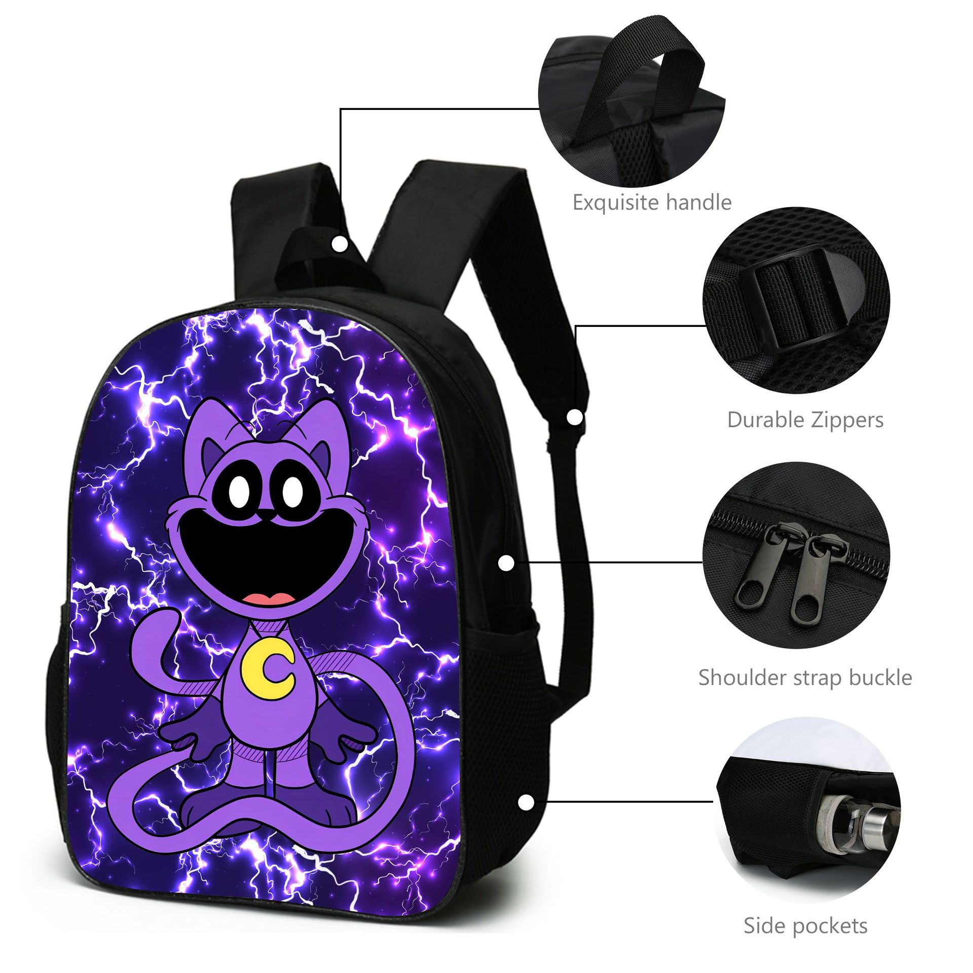 (Style A) Smiling Critters Canvas Students Schoolbag Laptop Backpack Travel Daypack for Kids