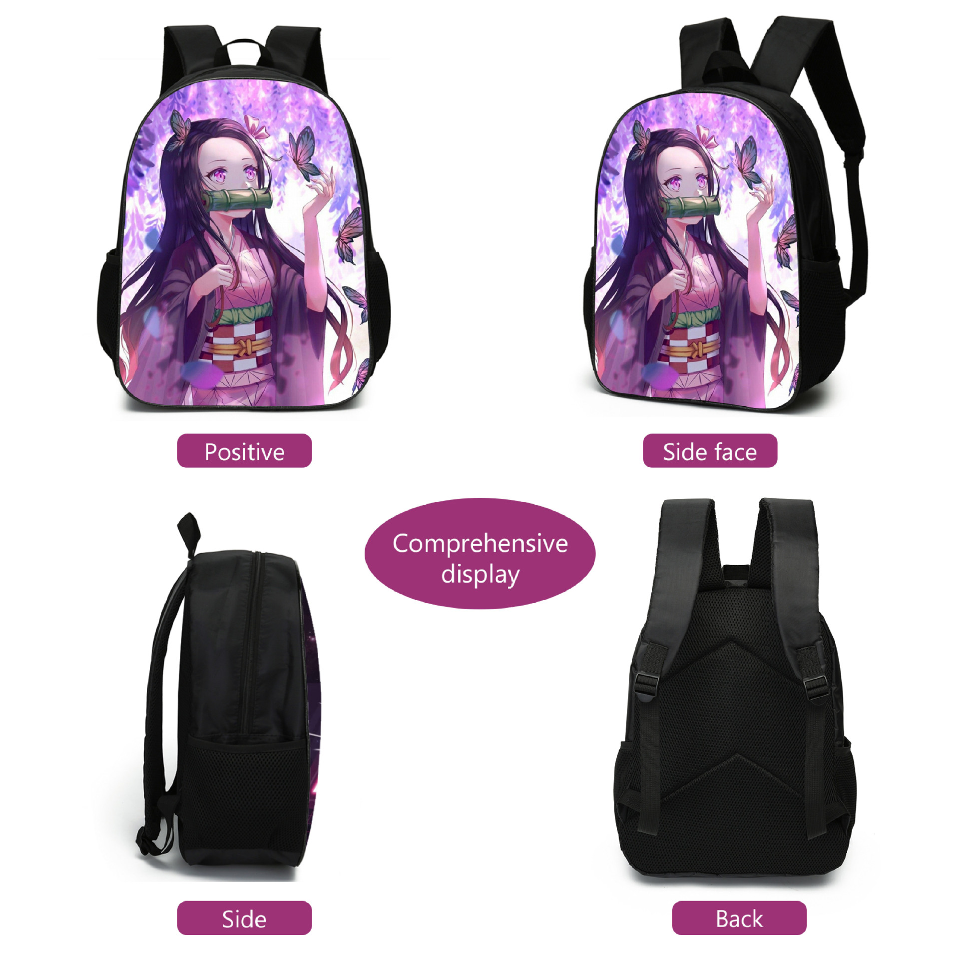 Kamado Nezuko 3PCS School Bag Backpack Lunch Bag Pencil Case Set Kids Gift