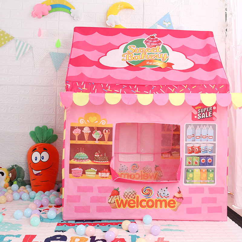 Children Pretend Play Shop Tent Fun Role-Playing Game House Pink