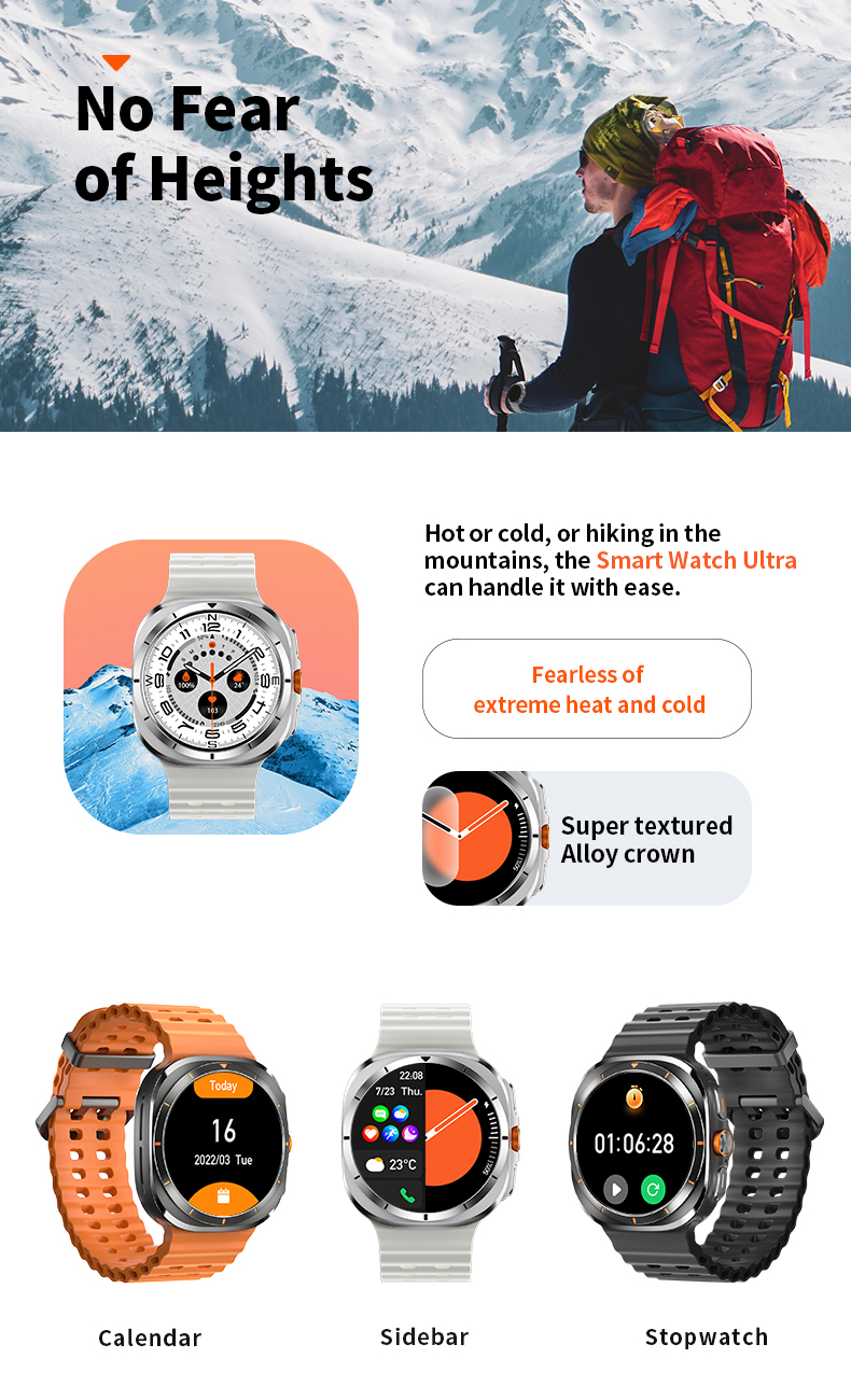 (Black) Fit For Samsung Galaxy Watch 7 Ultra GPS Compass NFC Smart Watch Outdoor Sports Man AMOLED BT Call Galaxy 6 Upgraded Smartwatch IP68 Waterproof