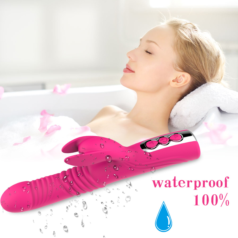 (Rose Red) Dual Vibrator Scalable Dildo Sex Machine Clitoris Stimulator Rabbit Vibro Wand Massager Bullet Vaginal G Spot Adult Sex Toys for Women Orgasm Waterproof