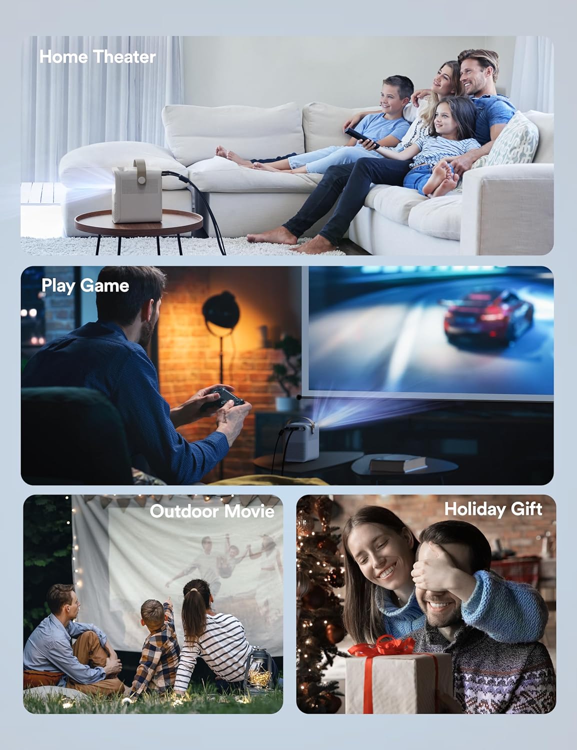 Mini Projector 4K Portable Projector 5G WiFi BT 15000 LM 200 Inch Display Home Theater Movie Projector Phone Projector Compatible with iOS Android HDMI PC TV Stick USB PS5