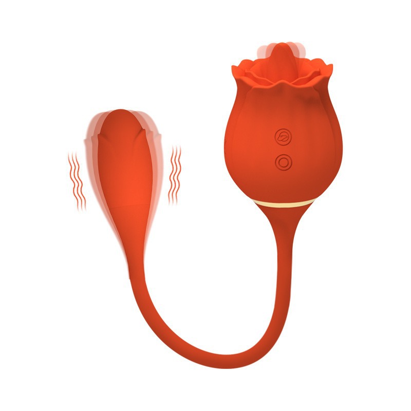 (Rose Red) Rose Vibrator for Women G Spot Licking Vibrating Clitoris Stimulator Thrusting Vagina Nipple Sucker Goods Tongue Stimulator Female Adults Sex Toy