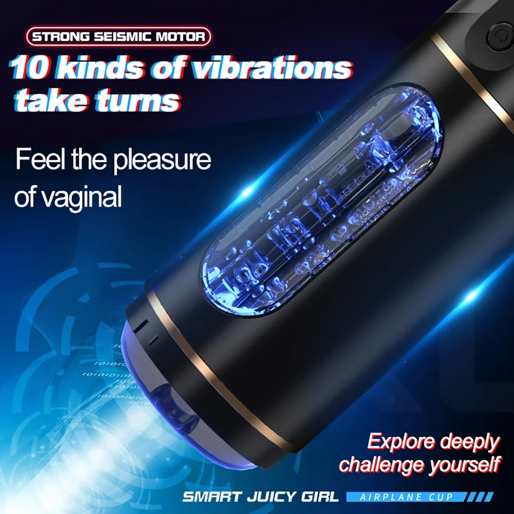 (Battery White) Automatic Male Masturbator Cup Stimulation Realistic Vagina Adult Pussy Toy with Vibrating Thrusting Sucking Pocket Sexual Adult Sex Toys Men Pleasure