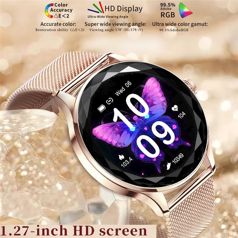 Women Fashion Blue Tooth Call Heart Rate Health Smart Watch