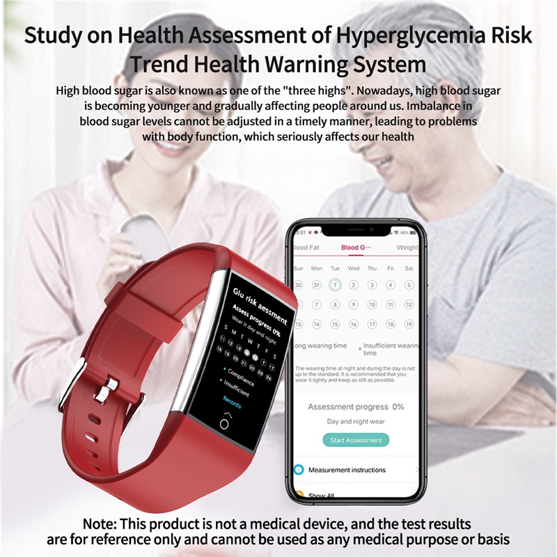 Smart Bracelet Men Women Heart Rate ECG Blood Lipid Risk Warning