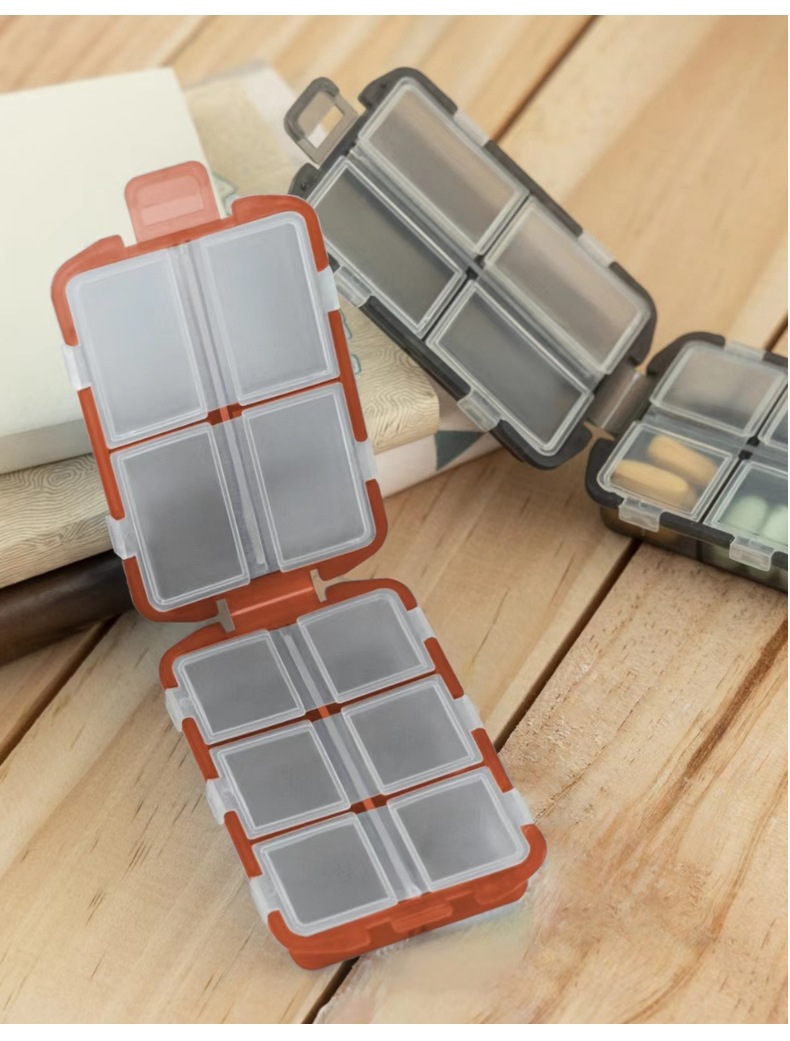 (Green) Portable Storage Pill Box Convenient 10 Grids Plastic Vitamin Box with Stickers DIY Portable Pill Box Tablet Container Storage Case