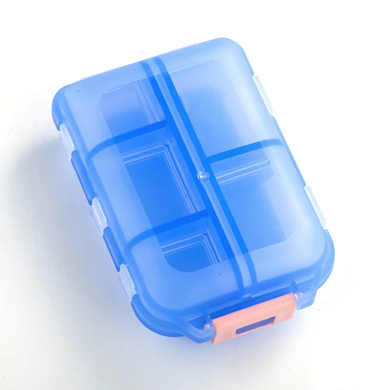 (Green) Portable Storage Pill Box Convenient 10 Grids Plastic Vitamin Box with Stickers DIY Portable Pill Box Tablet Container Storage Case