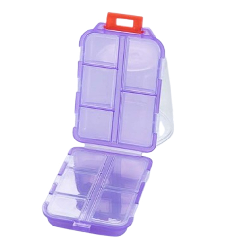 (Green) Portable Storage Pill Box Convenient 10 Grids Plastic Vitamin Box with Stickers DIY Portable Pill Box Tablet Container Storage Case