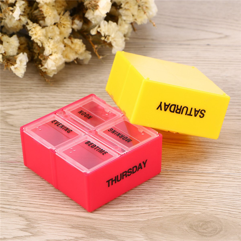 Pill Box Organizer Rainbow 7 Days Storage Box Container for School Office Travel Portable Medicine Case Weekly for Tablets Compartments New