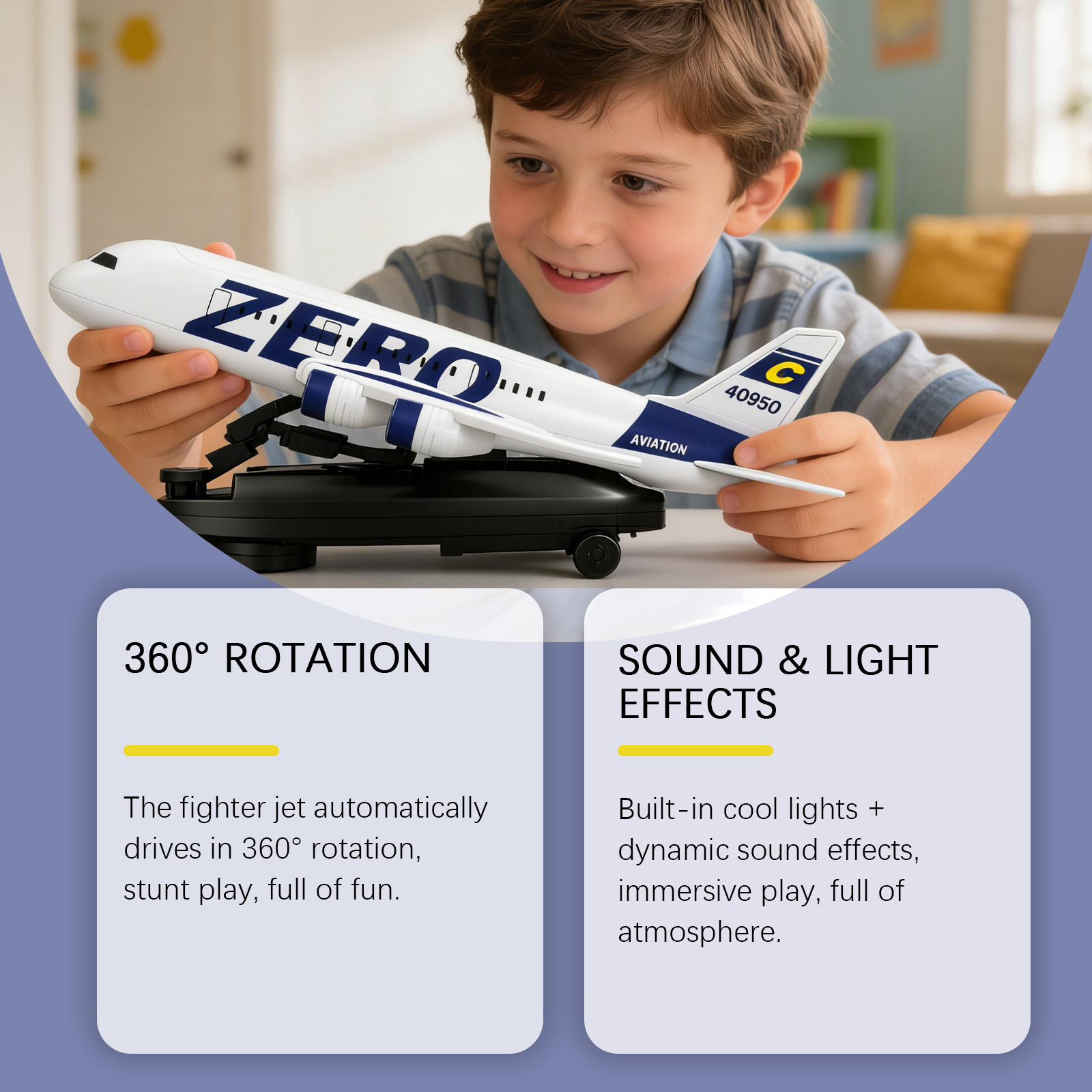 (Blue) Interactive Aircraft Toy With Flashing Lights And Realistic Design For Children Entertainment A2UB ﻿