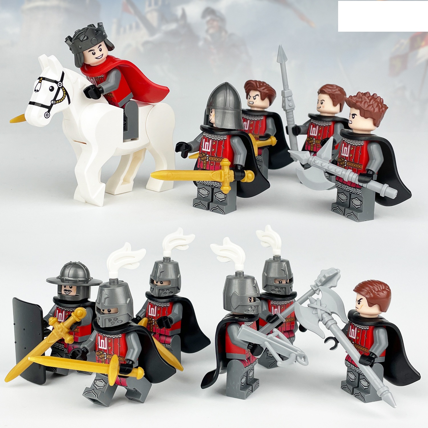Medieval Trooper Minifigure Building Blocks Toy Soldiers Army Toys Set with Weapons for Classic Educational Smooth Surface