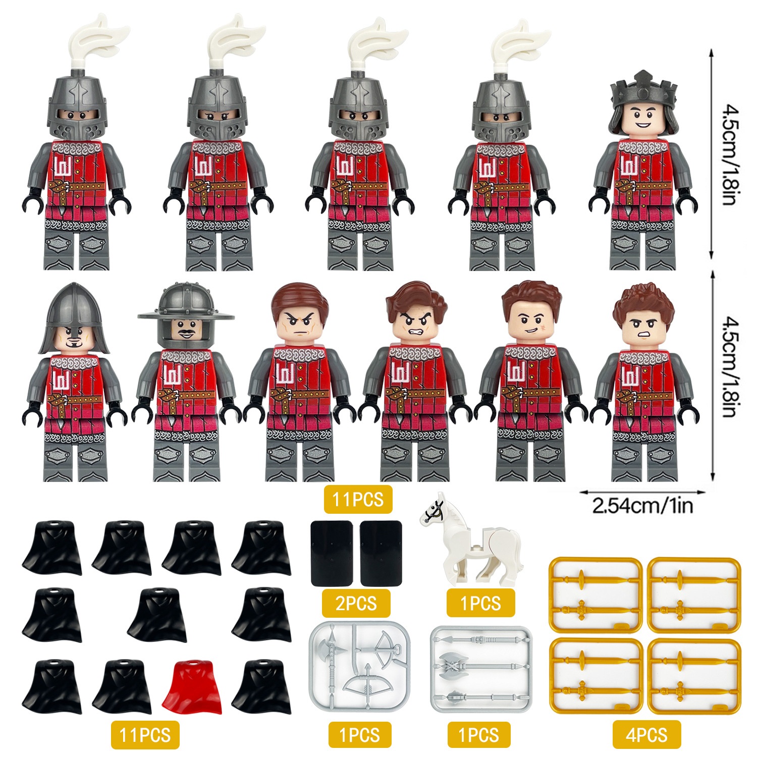 Medieval Trooper Minifigure Building Blocks Toy Soldiers Army Toys Set with Weapons for Classic Educational Smooth Surface