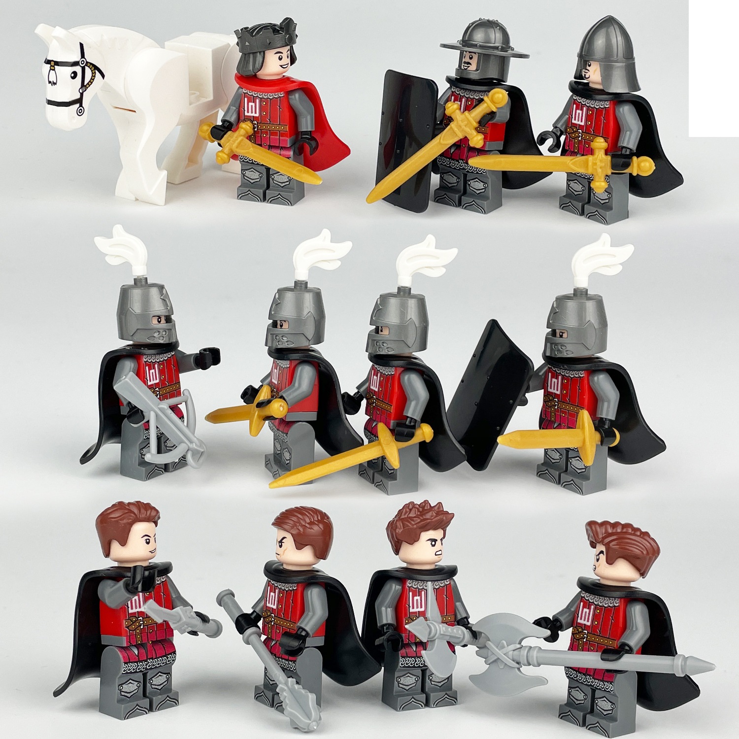 Medieval Trooper Minifigure Building Blocks Toy Soldiers Army Toys Set with Weapons for Classic Educational Smooth Surface