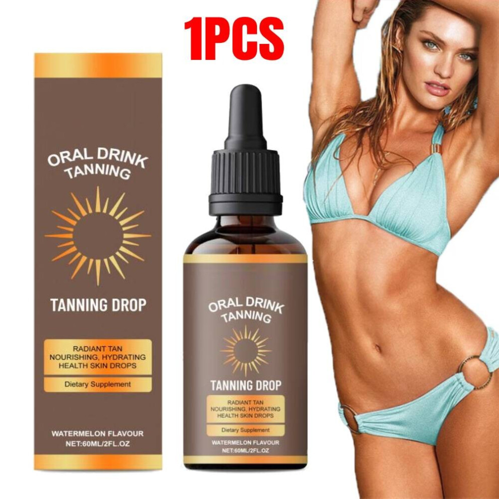 (1PC) Drinkable Sunless Tanning Drops To Moisturizing Bronzing Tanner Effortless Effective Dark-Tan Drops For Face Body