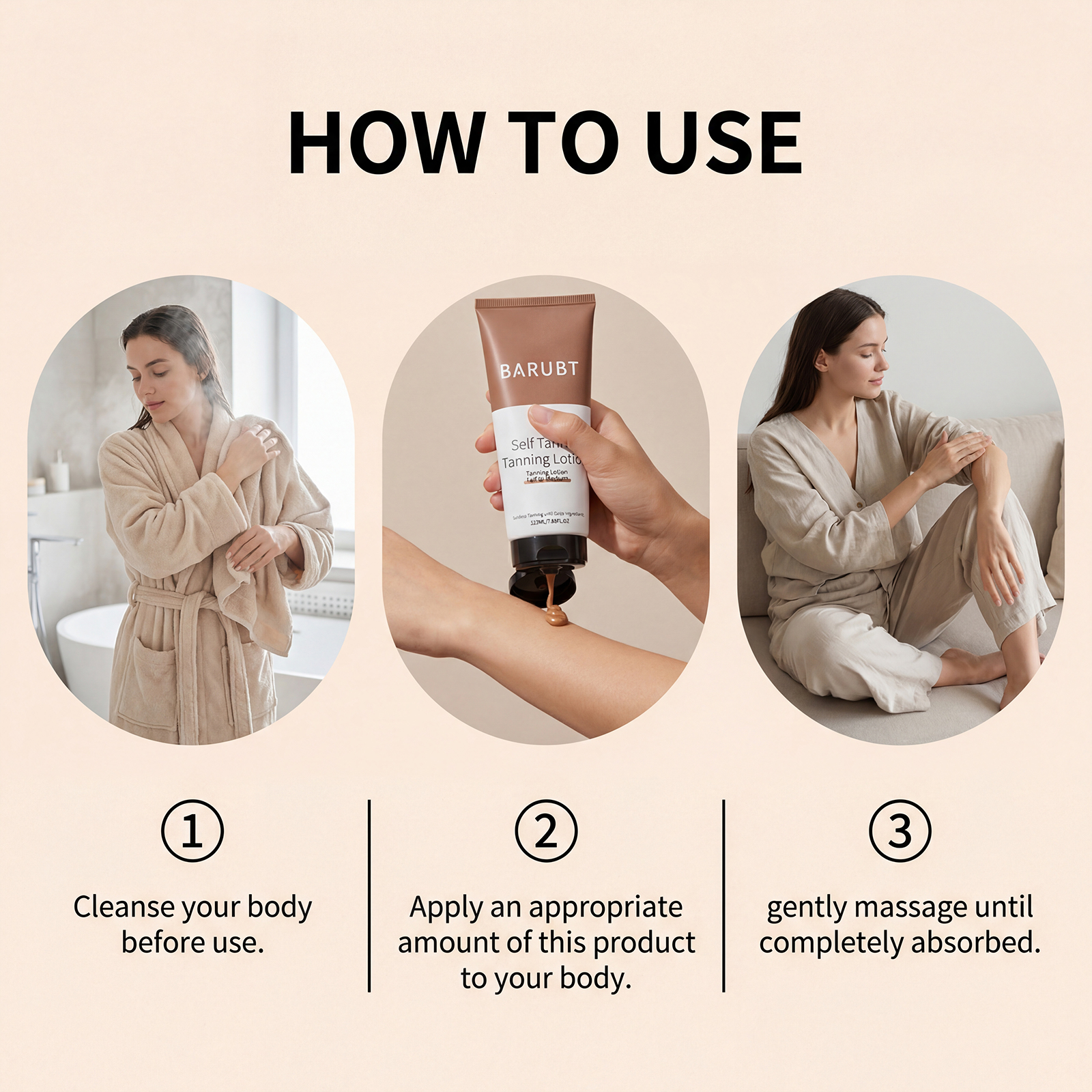 (Brown) Self Tanner Tanning Lotion Sunless Tanner Moisturizer Hydrating Repair for Natural Bronze Glow Outdoor Daily Skin Care 222ml