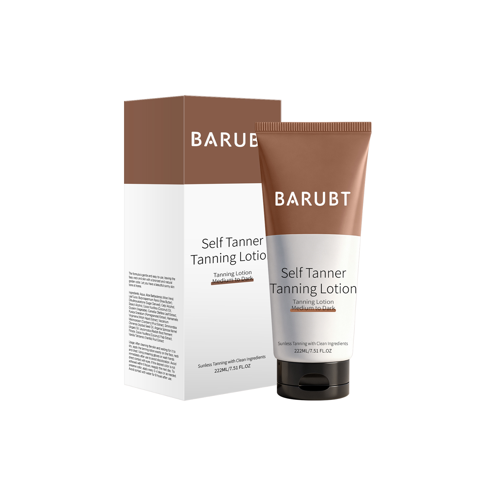 (Brown) Self Tanner Tanning Lotion Sunless Tanner Moisturizer Hydrating Repair for Natural Bronze Glow Outdoor Daily Skin Care 222ml