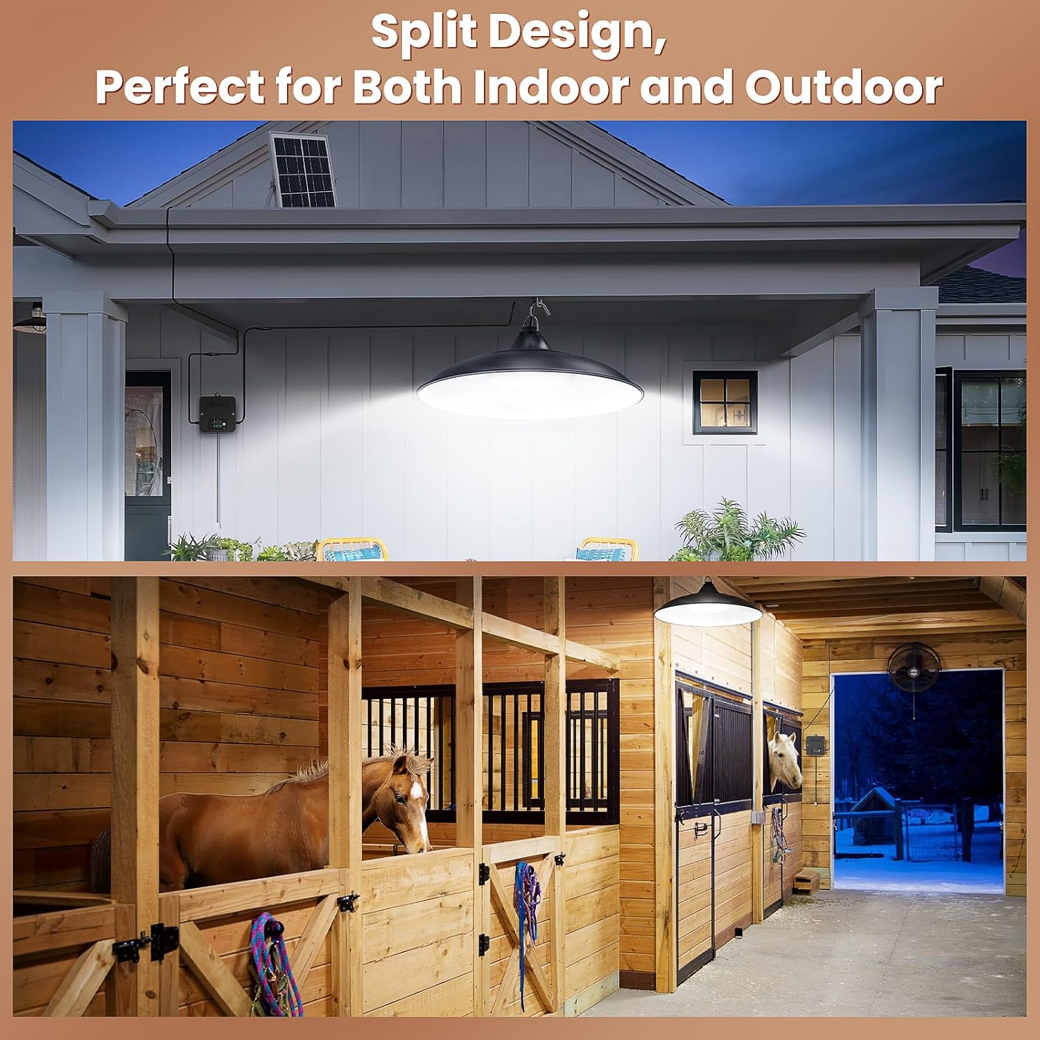 Solar Shed Light Indoor Outdoor 2000LM Daytime Available Pendant Light with Pull Cord Power Display Mode Indicator 3 Lighting Modes Solar Lights IP65