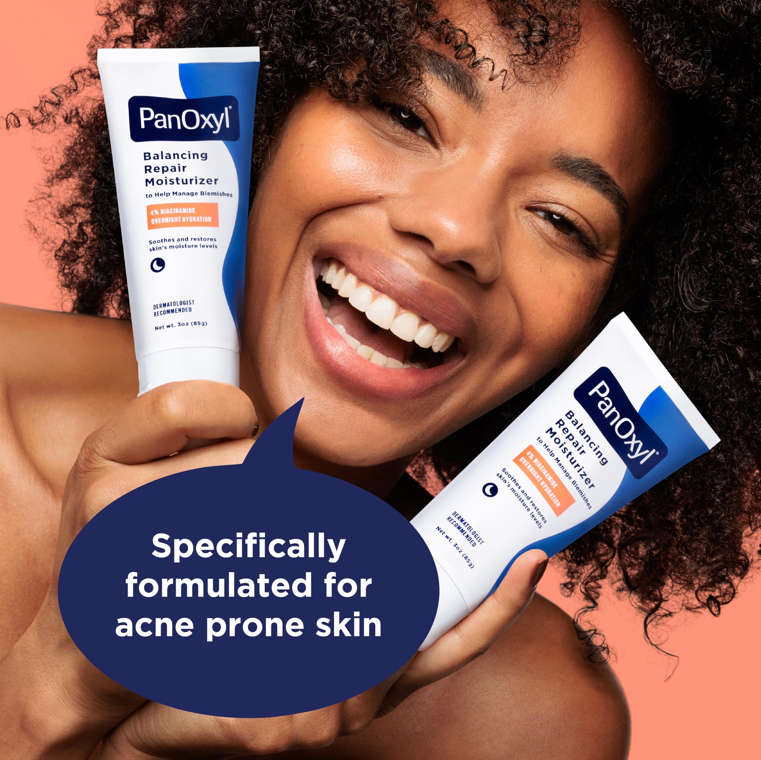 PanOxyl PM Balancing Repair Moisturizer with Niacinamide Ceramides and Cica Hydrating Face Moisturizer Acne Prone Skin and Dry Skin Night Face Moisturizer 85g