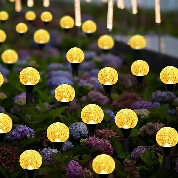 Solar LED Ball Stake Lights Outdoor Garden Light Pathway Landscape Decor Lamp