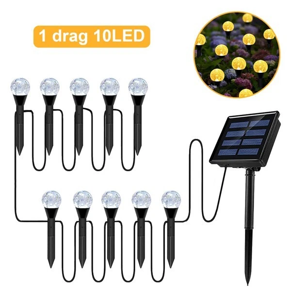 Solar LED Ball Stake Lights Outdoor Garden Light Pathway Landscape Decor Lamp