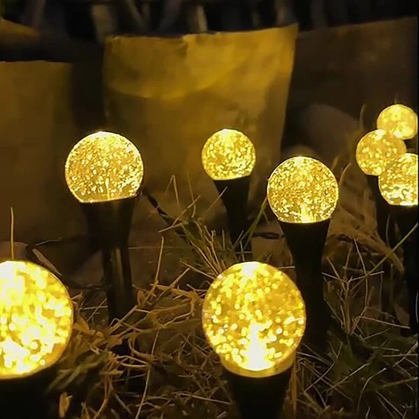 Solar LED Ball Stake Lights Outdoor Garden Light Pathway Landscape Decor Lamp